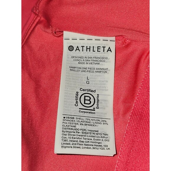 NWOT Athleta Women's Coral Pink Hampton One-Piece Swimsuit Size L 202 - Picture 4 of 13